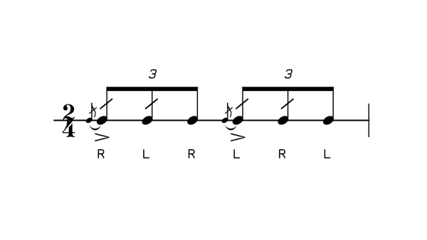 Flam Fives drum rudiment notation